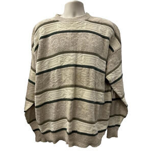 Vintage Munsingwear Lifestyle Heavy Cotton Olive / Beige Knit Sweater USA XL